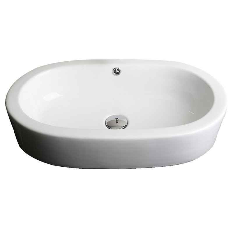 American Imaginations Ceramic Oval Vessel Bathroom Sink with Overflow